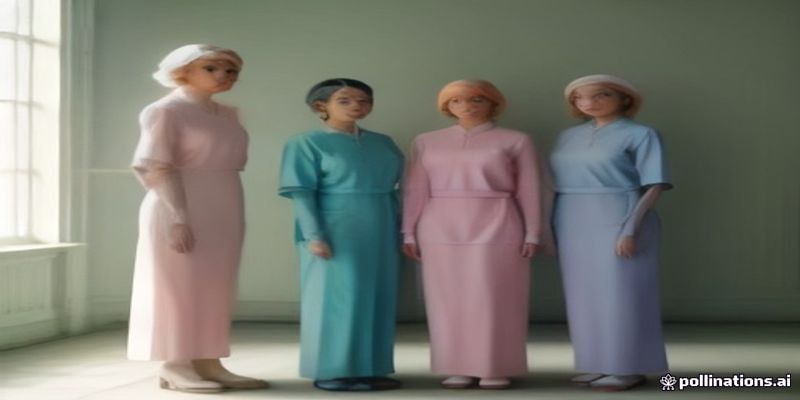 연한 색 유니폼을 입은 요양보호사들