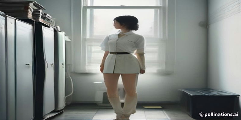 세탁 후 유니폼 치수를 다시 재는 모습