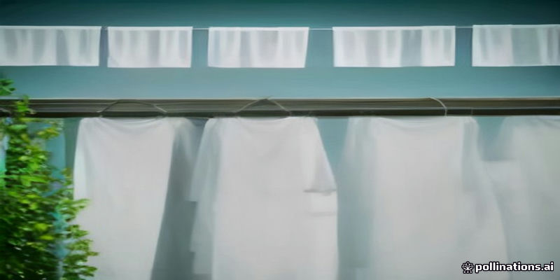 빨랫줄에 가지런히 걸려 마르는 흰 위생복들