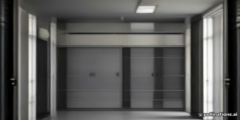 창고 선반에 사이즈별로 정리된 여분 유니폼